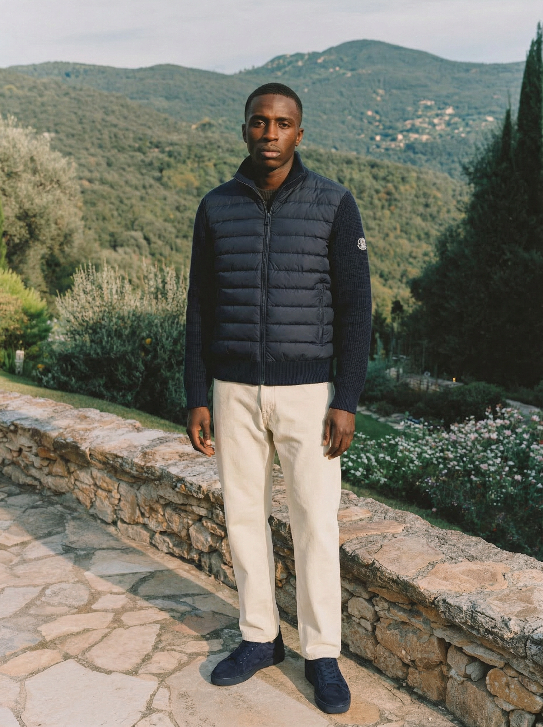 Belvoir Padded Cotton knit Cardigan 'Navy Blue'