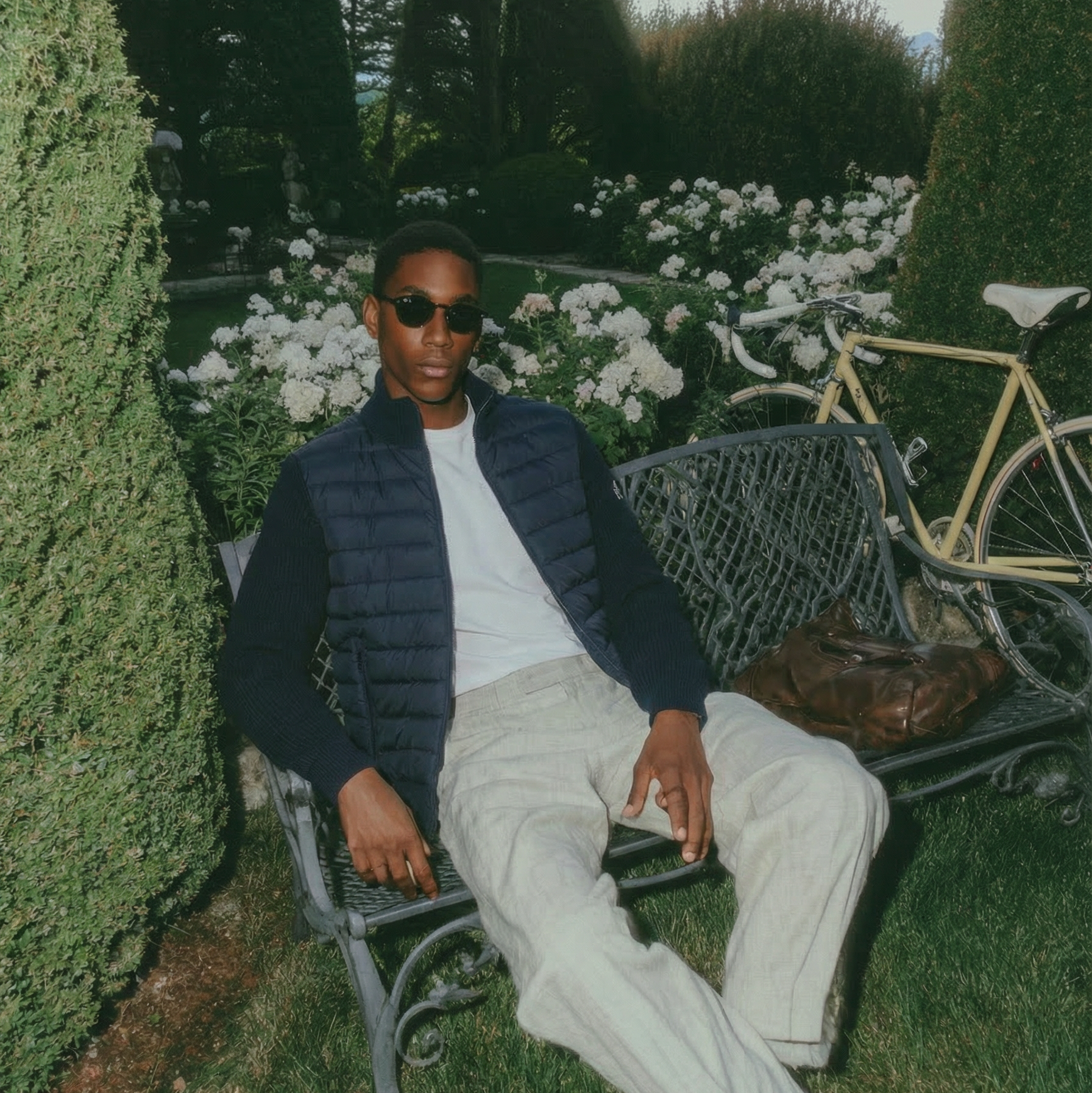 Belvoir Padded Cotton knit Cardigan 'Navy Blue'