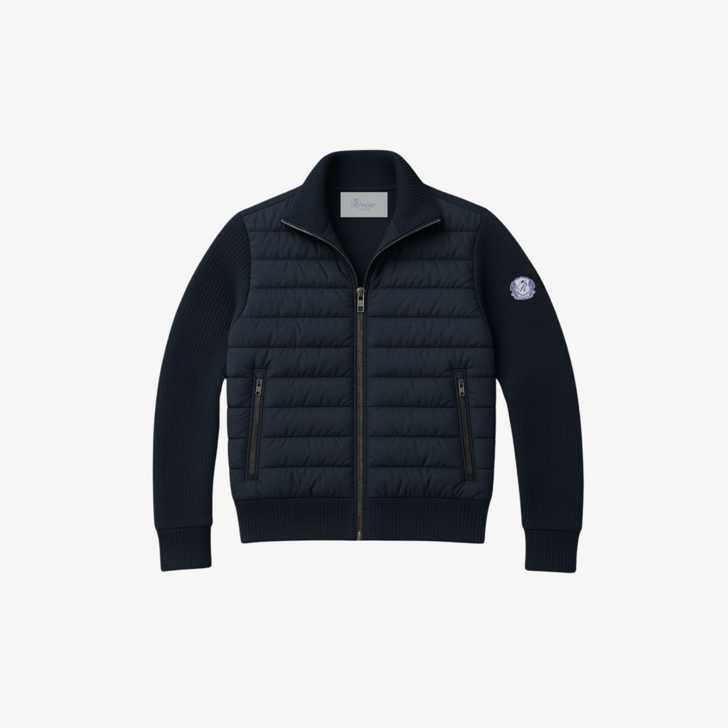 Belvoir Padded Cotton knit Cardigan 'Navy Blue'