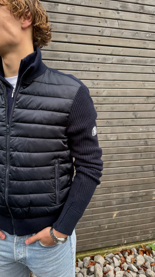 Belvoir Padded Cotton knit Cardigan 'Navy Blue'