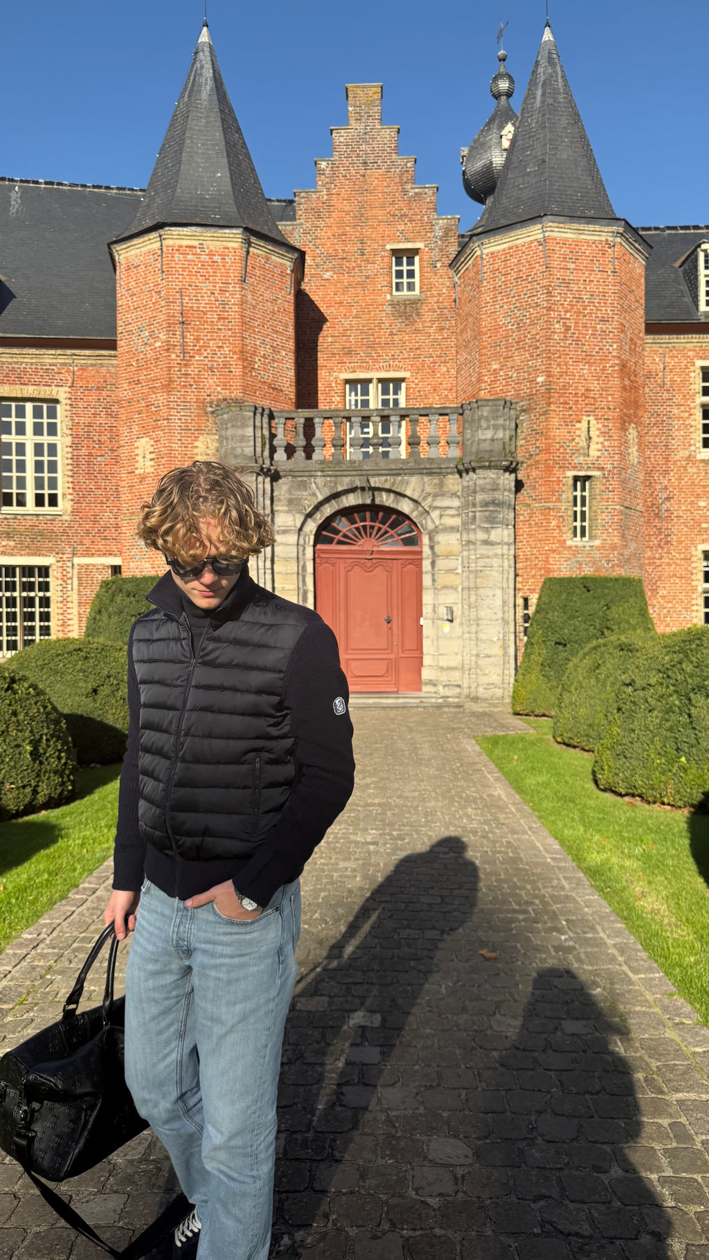 Belvoir Padded Cotton knit Cardigan 'Navy Blue'