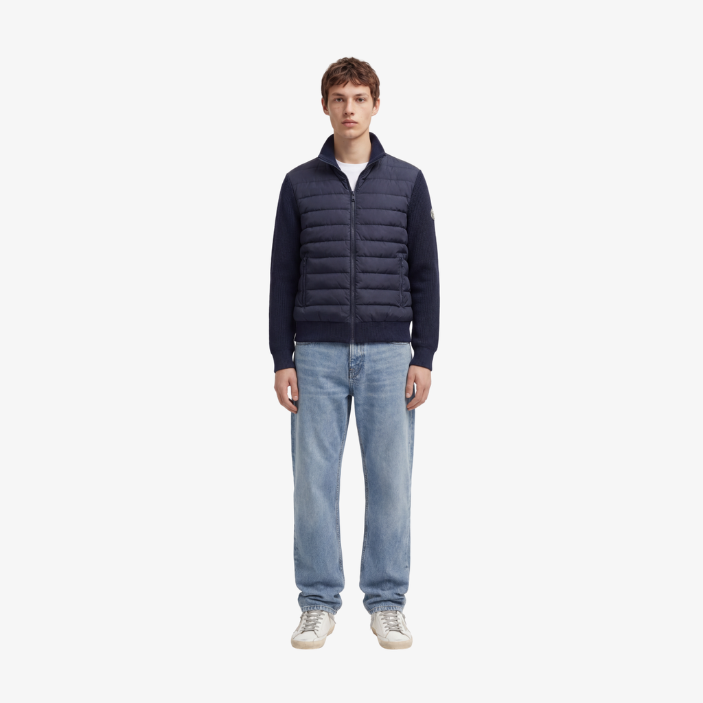 Belvoir Padded Cotton knit Cardigan 'Navy Blue'