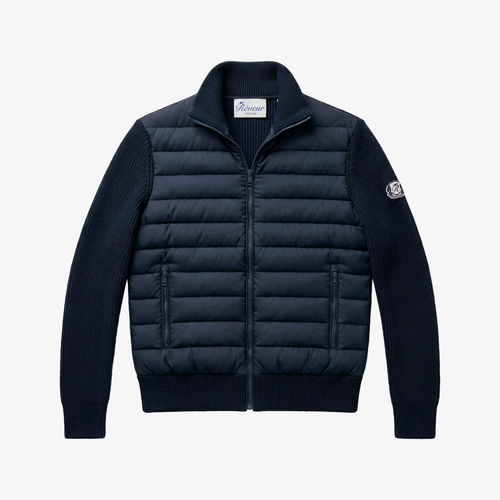 Belvoir Padded Cotton knit Cardigan 'Navy Blue'