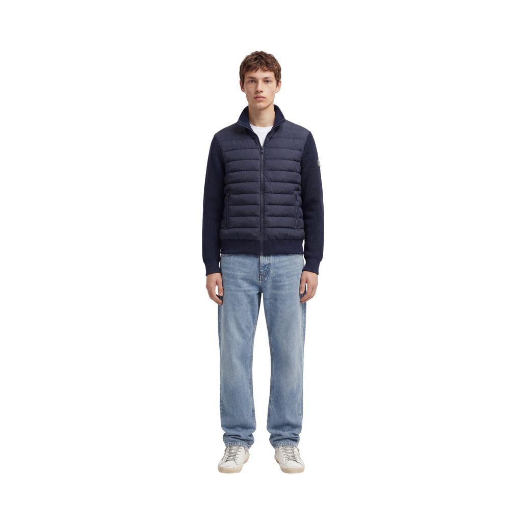 Belvoir Padded Cotton knit Cardigan 'Navy Blue'
